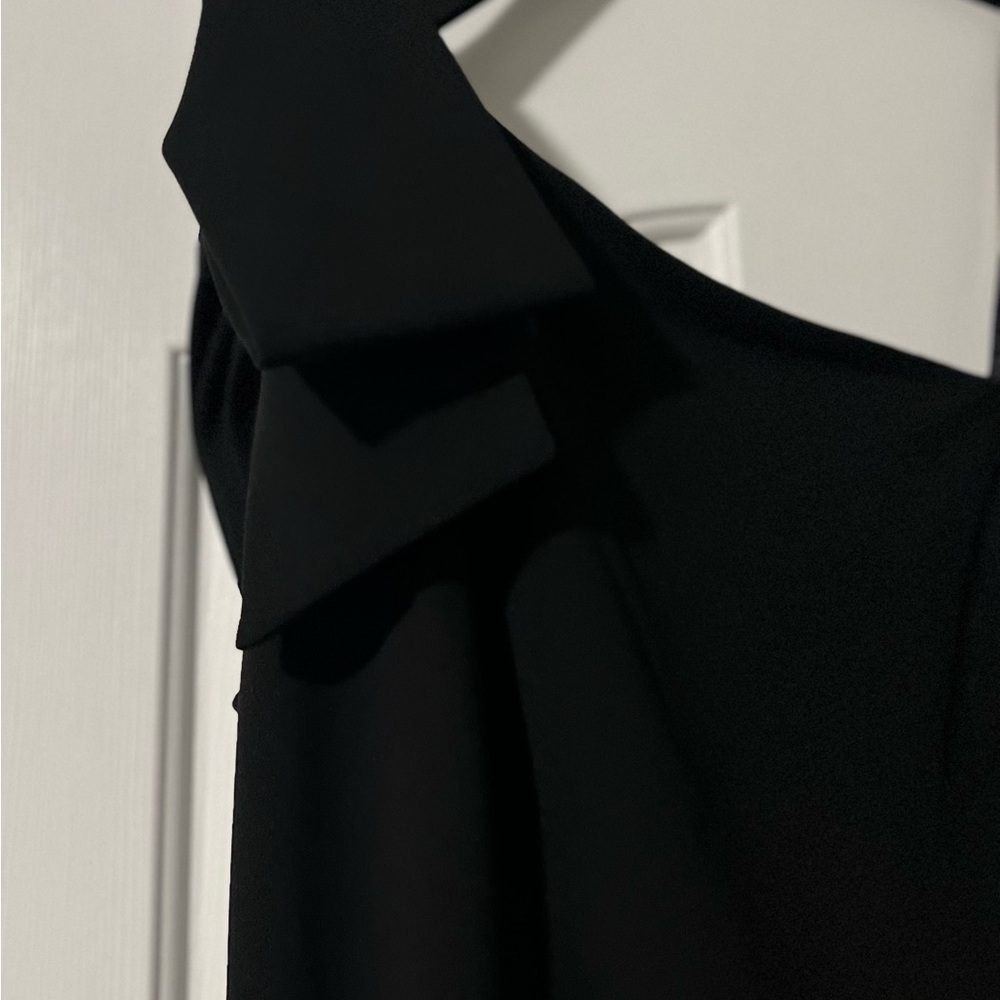 MARINA Black One Shoulder Asymmetrical Cocktail Dress